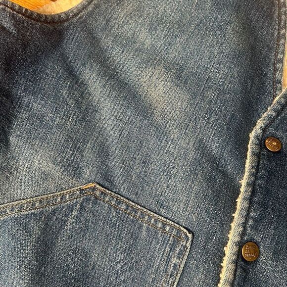 Vintage come on‎ strong denim Sherpa vest men's xl warm grunge distressed biker - Picture 2 of 11